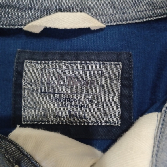 VTG Mens L.L. Bean XL Tall Long Sleeve Lakewashed Polo Rugby Shirt Outdoor - Picture 6 of 9